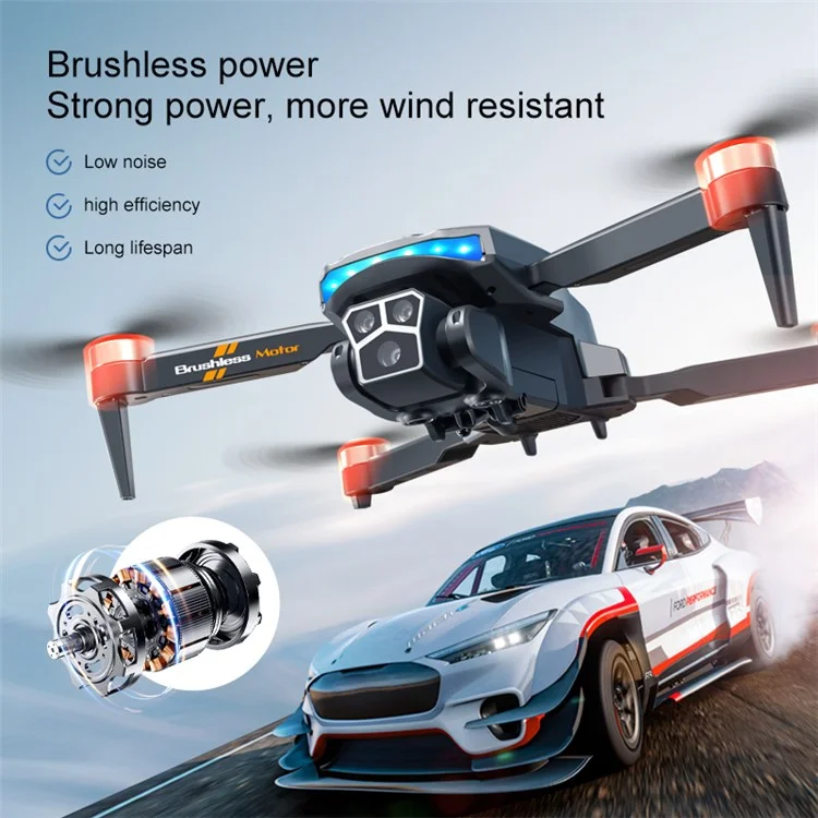 YT130 Drone GPS 4K FPV Three Camera Drones Optical Flow Obstacle Avoidance Drone Toys, 1 Battery - Black