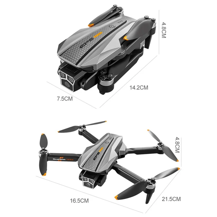 YT130 Drone GPS 4K FPV Three Camera Drones Optical Flow Obstacle Avoidance Drone Toys, 1 Battery - Black