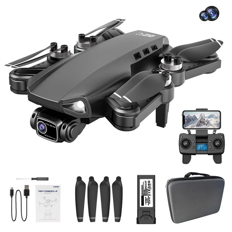 LYZ L900 PRO 4K Dual Camera HD RC Drone Brushless GPS  /  Image Follow RC Quadcopters with Storage Bag, Single Battery - Black