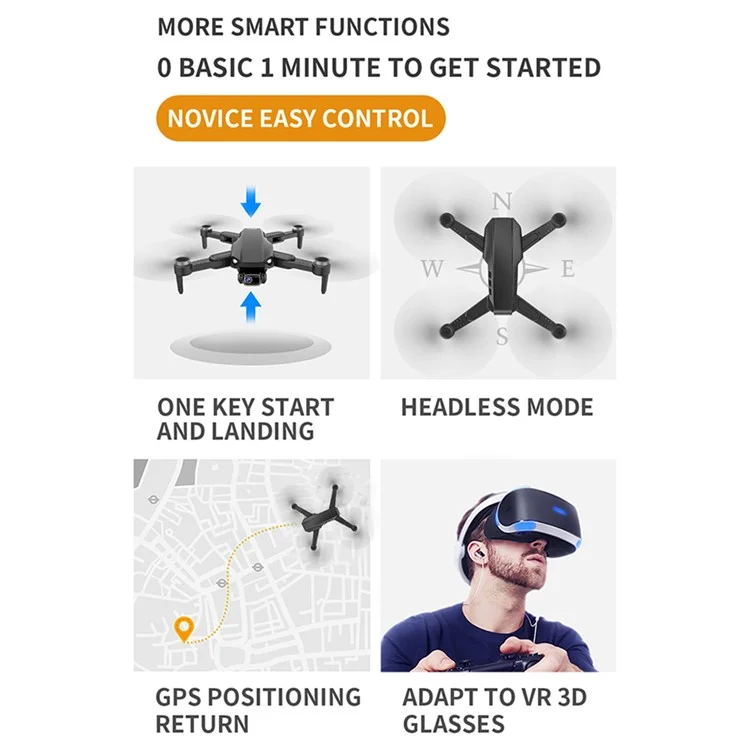 LYZ L900 PRO 4K Dual Camera HD RC Drone Brushless GPS  /  Image Follow RC Quadcopters with Storage Bag, Single Battery - Black