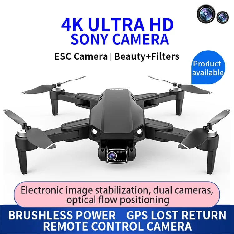 LYZ L900 PRO 4K Dual Camera HD RC Drone Brushless GPS  /  Image Follow RC Quadcopters with Storage Bag, Single Battery - Black