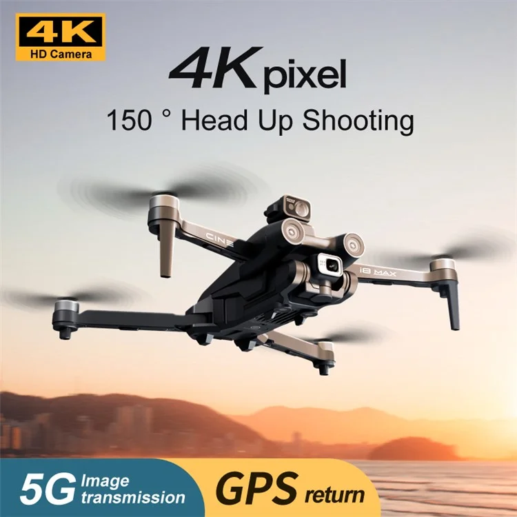 i8 MAX Brushless Aircraft Drone GPS Positioning 4K Obstacle Avoidance 5G WIFI RC Quadcopter with 1 Battery - Black