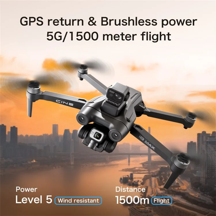 i8 MAX Brushless Aircraft Drone GPS Positioning 4K Obstacle Avoidance 5G WIFI RC Quadcopter with 1 Battery - Black