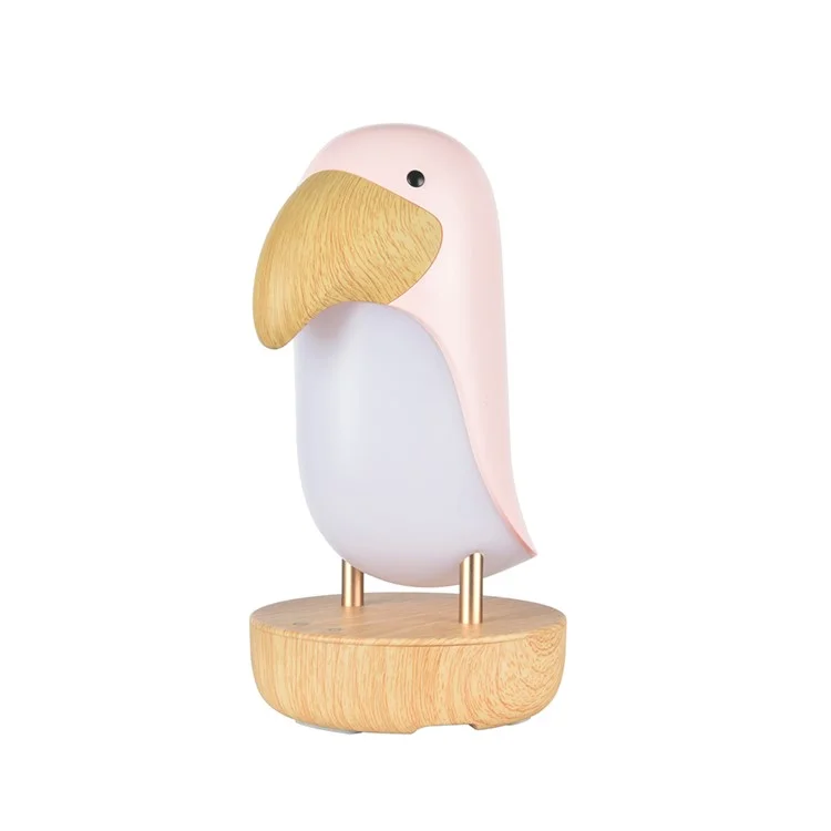 Toucan Bird Bluetooth Speaker Night Light Stepless Dimming LED Breathing Light Table Lamp - Pink