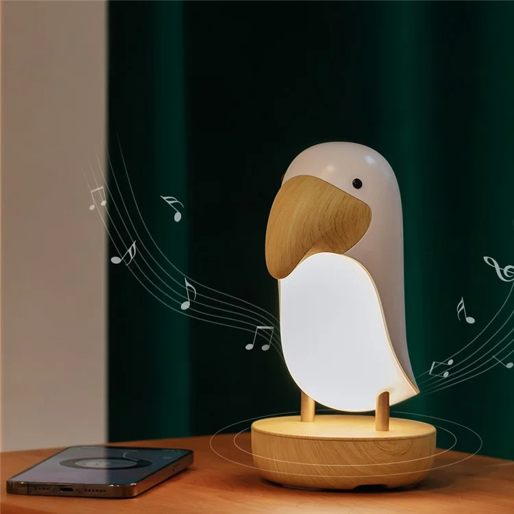 Toucan Bird Bluetooth Speaker Night Light Stepless Dimming LED Breathing Light Table Lamp - Pink