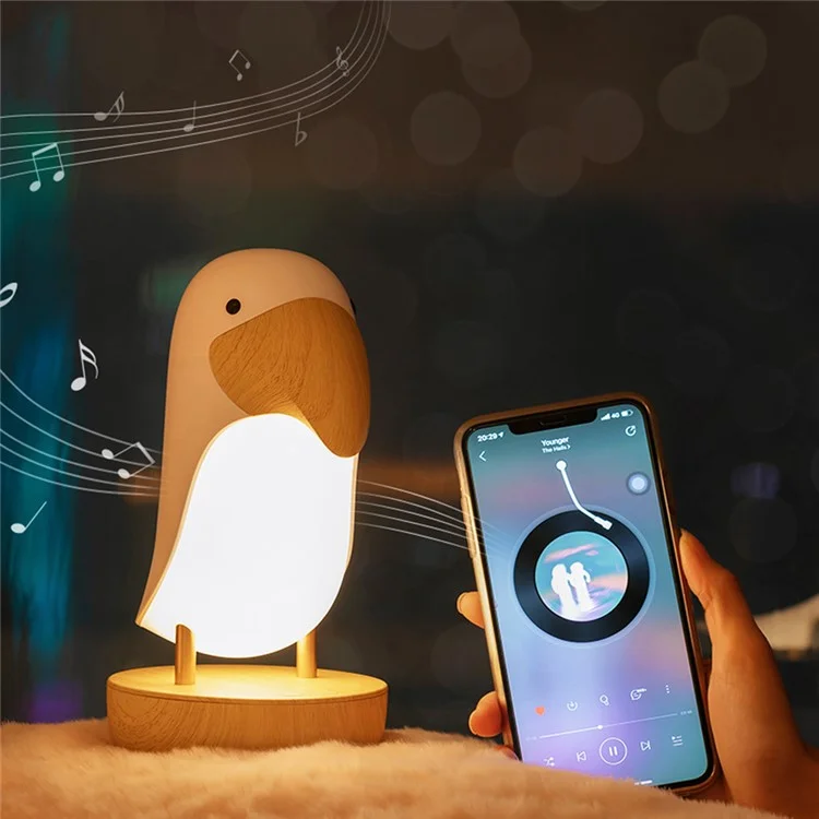 Toucan Bird Bluetooth Speaker Night Light Stepless Dimming LED Breathing Light Table Lamp - Pink