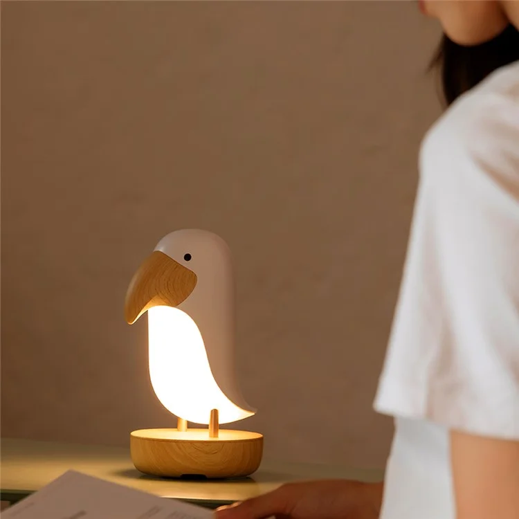 Toucan Bird Bluetooth Speaker Night Light Stepless Dimming LED Breathing Light Table Lamp - Pink