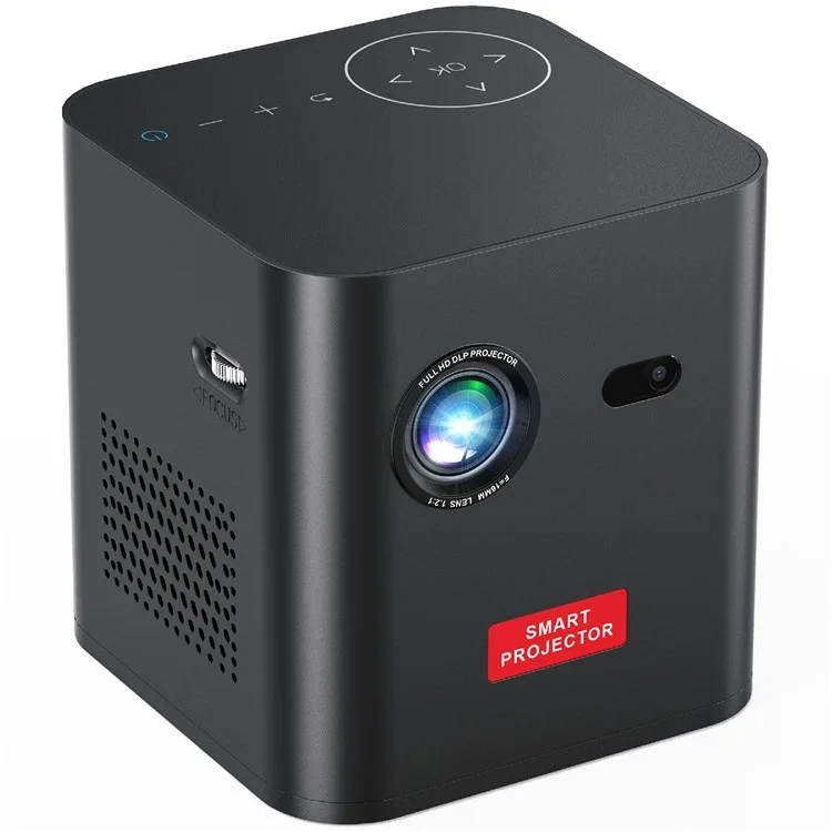 C1000 Mini DLP Projector Android 9.0 WiFi Bluetooth Portable Beamer Home Theater (CE Certified) - US Plug / Black