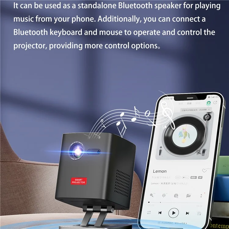 C1000 Mini DLP Projector Android 9.0 WiFi Bluetooth Portable Beamer Home Theater (CE Certified) - US Plug / Black