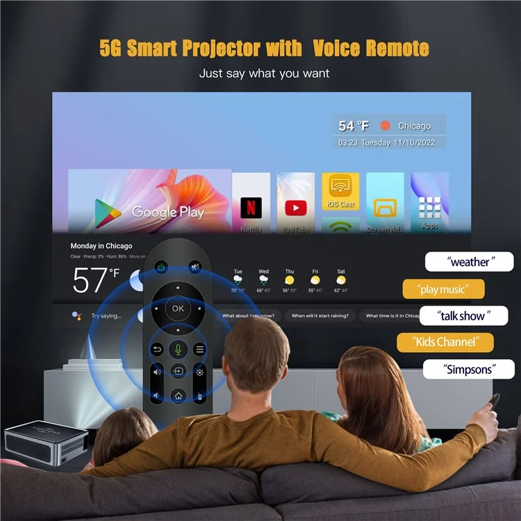 ProjectX1PRO Autofocus Projector WiFi Bluetooth Portable Home Theater 8K Video Projector - US Plug