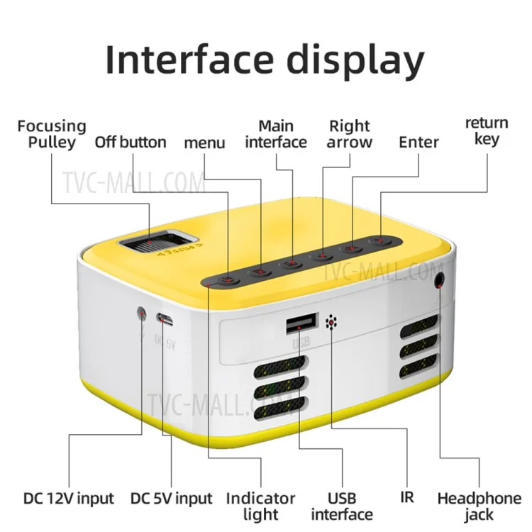 T20 Mini LED Projector 1080P High Definition Portable Home Theater Media Player - AU Plug