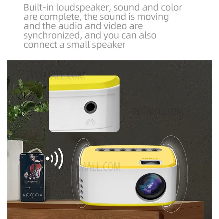 T20 Mini LED Projector 1080P High Definition Portable Home Theater Media Player - AU Plug