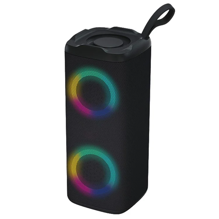 LM-882 Portable Outdoor Rechargeable Bluetooth Speaker LED RGB Wireless Music Subwoofer Support TF Card / U-Disk - Black