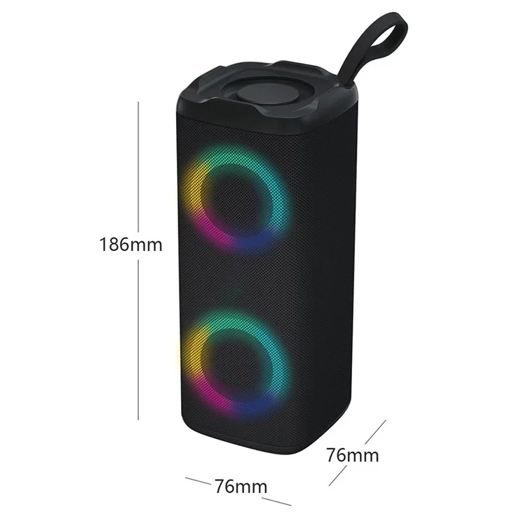 LM-882 Portable Outdoor Rechargeable Bluetooth Speaker LED RGB Wireless Music Subwoofer Support TF Card / U-Disk - Black