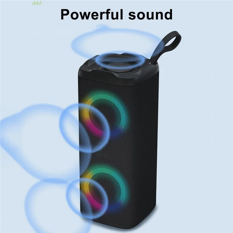 LM-882 Portable Outdoor Rechargeable Bluetooth Speaker LED RGB Wireless Music Subwoofer Support TF Card / U-Disk - Black