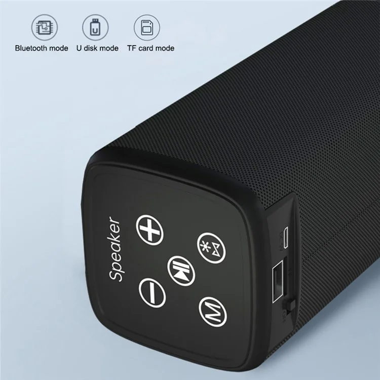 LM-882 Portable Outdoor Rechargeable Bluetooth Speaker LED RGB Wireless Music Subwoofer Support TF Card / U-Disk - Black