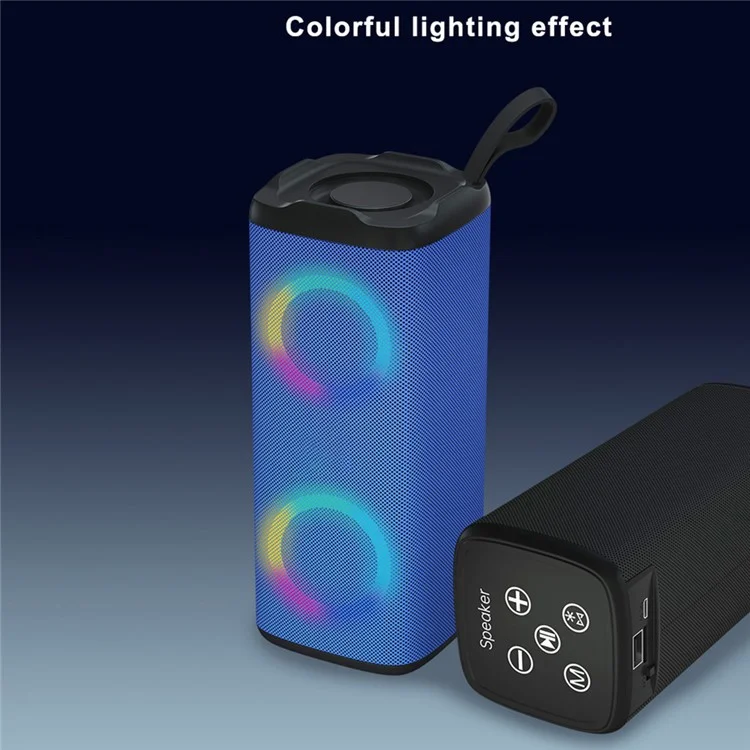 LM-882 Portable Outdoor Rechargeable Bluetooth Speaker LED RGB Wireless Music Subwoofer Support TF Card / U-Disk - Black