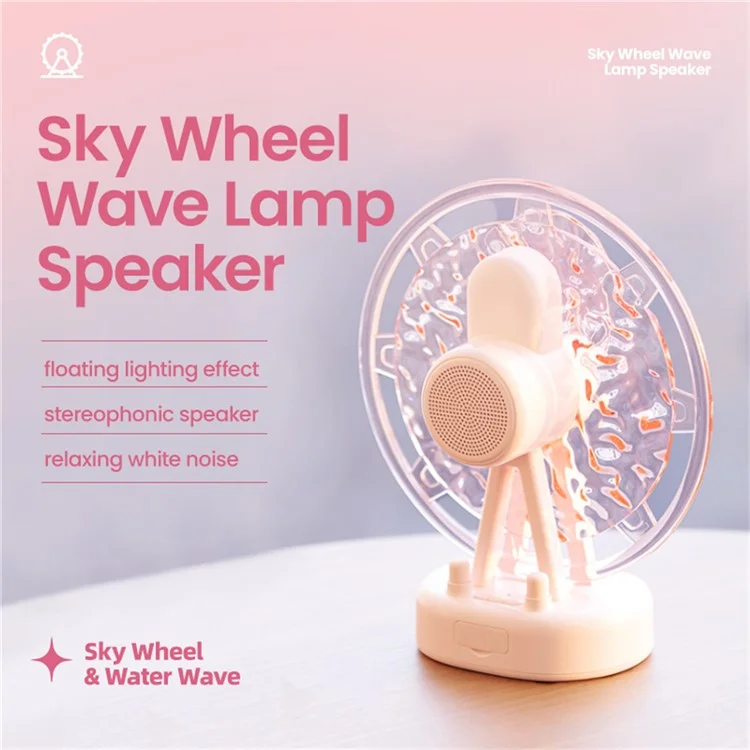 ZAY-L07 Ferris Wheel Water Ripple Bluetooth Speaker Atmosphere Colorful Light Creative Mini Speaker Home Decor - Pink