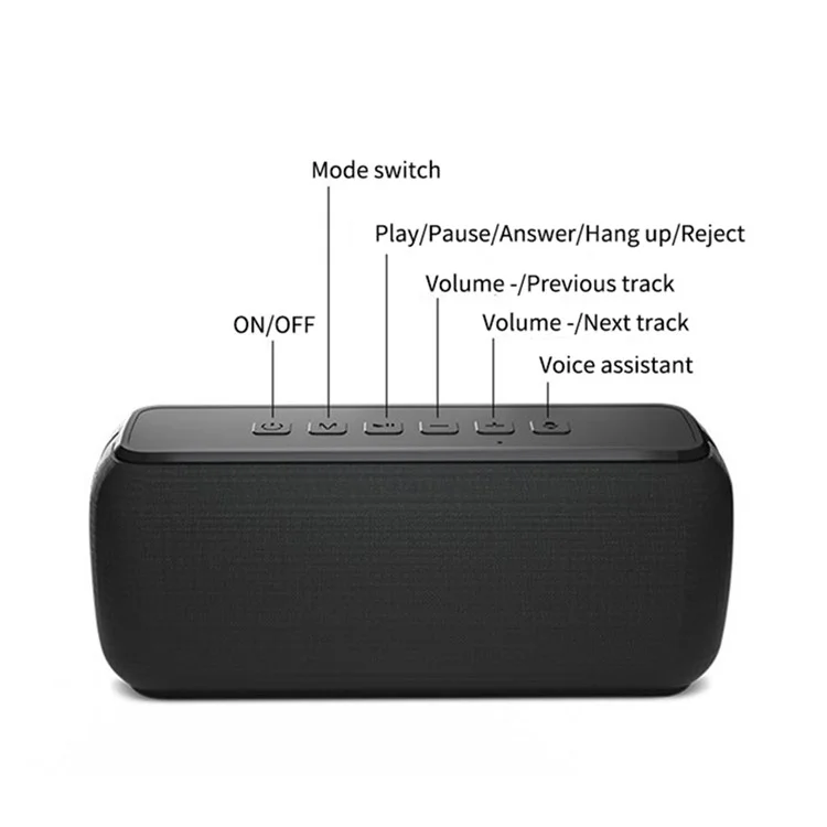 V7 Pro 60W Wireless Bluetooth 5.0 Bass Speaker Rechargeable Waterproof Subwoofer - Black