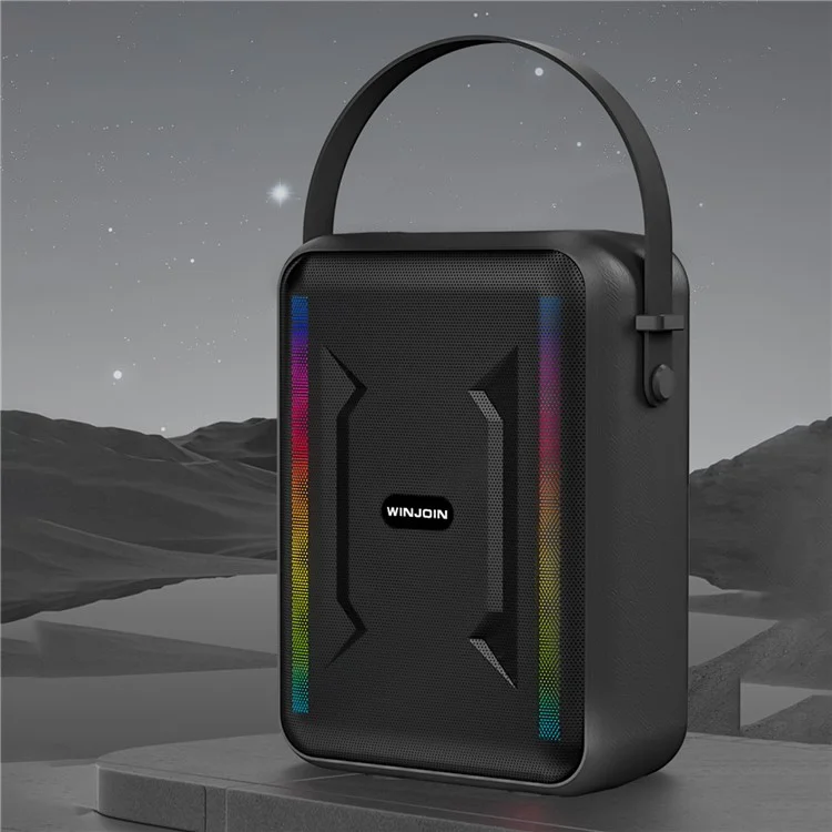 WINJOIN WJ-B88 Portable Rechargeable Bluetooth Speaker FM Radio RGB Light Wireless Music Subwoofer - Black