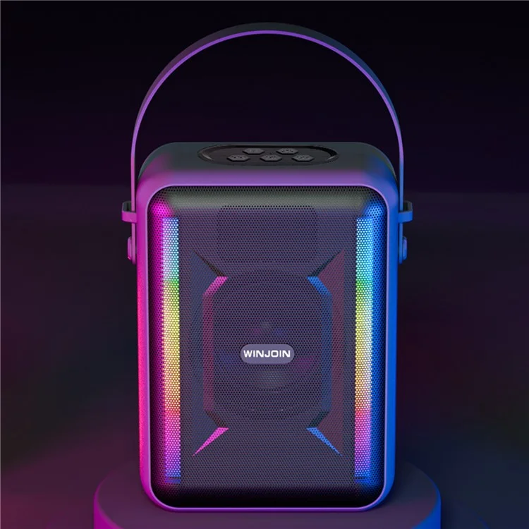 WINJOIN WJ-B88 Portable Rechargeable Bluetooth Speaker FM Radio RGB Light Wireless Music Subwoofer - Black