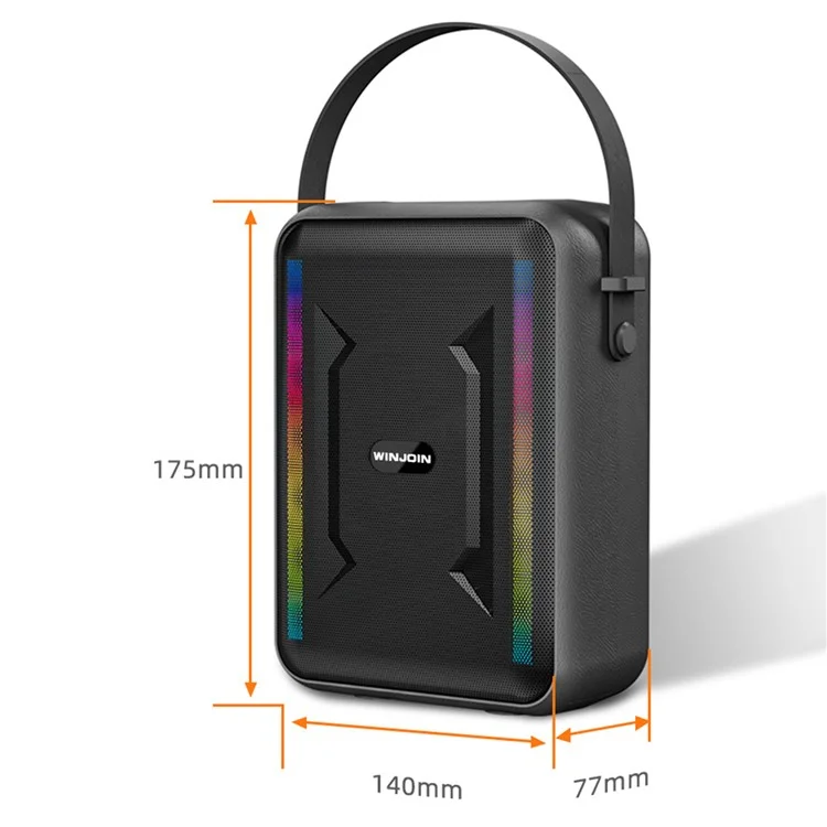 WINJOIN WJ-B88 Portable Rechargeable Bluetooth Speaker FM Radio RGB Light Wireless Music Subwoofer - Black