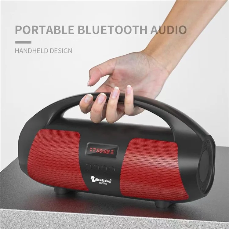 NEWRIXING NR2055 Portable TWS Bluetooth Speaker FM Radio Wireless Stereo Subwoofer with Microphone - Red