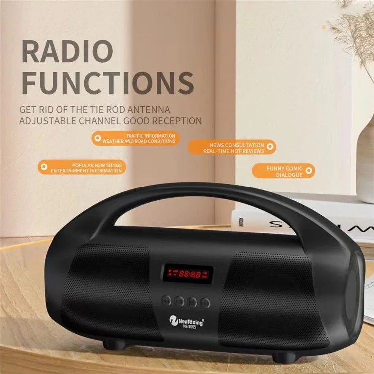 NEWRIXING NR2055 Portable TWS Bluetooth Speaker FM Radio Wireless Stereo Subwoofer with Microphone - Red