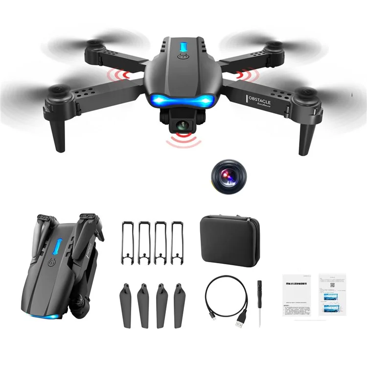 K3 Mini Drones with Single 4K Camera Foldable Three-Side Obstacle Avoidance Professional 6-Axis Gyroscope Quadcopter - Black