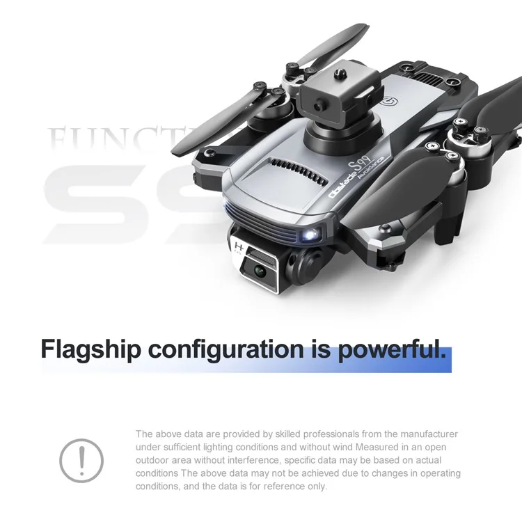 S99 MAX 8K Folding Optical Flow RC Drone Brushless 4-Way Obstacle Avoidance 480P Camera Quadcopter Aircrafts with 1 Battery - Dark Grey