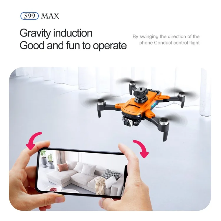 S99 MAX 8K Folding Optical Flow RC Drone Brushless 4-Way Obstacle Avoidance 480P Camera Quadcopter Aircrafts with 1 Battery - Dark Grey