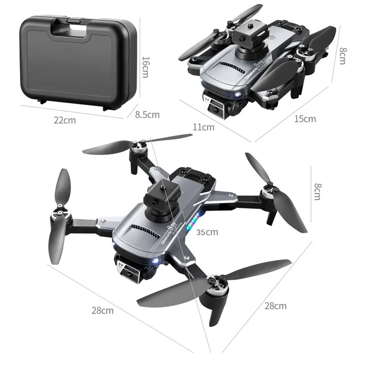 S99 MAX 480P Brushless Mini Drone 8K 4-Way Obstacle Avoidance Optical Flow Foldable RC Quadcopter with 3 Batteries - Dark Grey