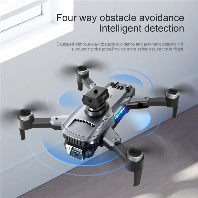 S99 MAX 480P Brushless Mini Drone 8K 4-Way Obstacle Avoidance Optical Flow Foldable RC Quadcopter with 3 Batteries - Dark Grey