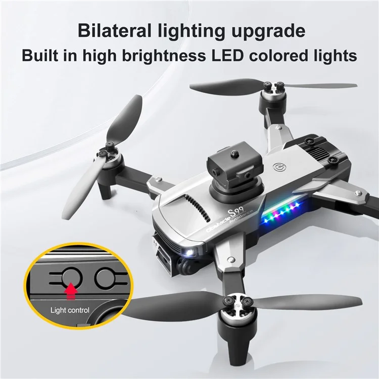 S99 MAX 480P Brushless Mini Drone 8K 4-Way Obstacle Avoidance Optical Flow Foldable RC Quadcopter with 3 Batteries - Dark Grey