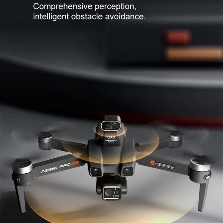 AE86 Pro Max 3-axis Gimbal Obstacle Avoidance RC Drone 2K 5G Digital Image Transmission Dual Lens GPS Aircraft, 3 Batteries - Grey