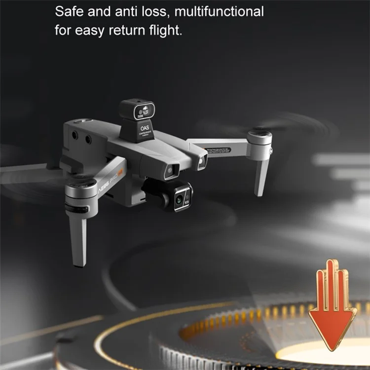 AE86 Pro Max 3-axis Gimbal Obstacle Avoidance RC Drone 2K 5G Digital Image Transmission Dual Lens GPS Aircraft, 3 Batteries - Grey