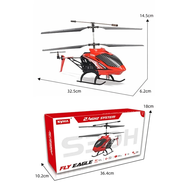 SYMA S39H Intelligent Altitude Hold RC Helicopter Airplane 2.4G Wireless Alloy Aircraft Toy, Single Battery