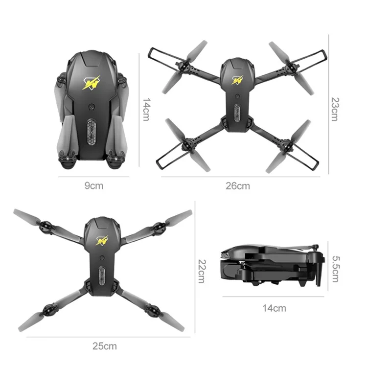 M3 Triple-Lens Camera Drone Remote Control Optical Flow RC Aircraft Quadcopter with 3 Batteries - Black