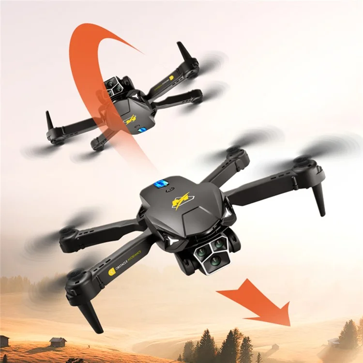 M3 Triple-Lens Camera Drone Remote Control Optical Flow RC Aircraft Quadcopter with 3 Batteries - Black