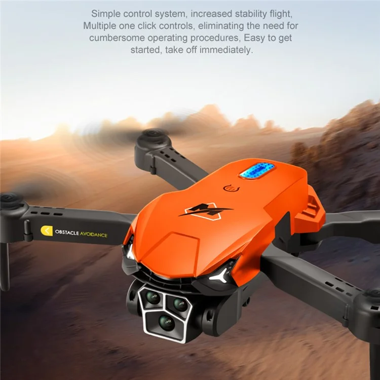 M3 Triple-Lens Camera Drone Remote Control Optical Flow RC Aircraft Quadcopter with 3 Batteries - Black