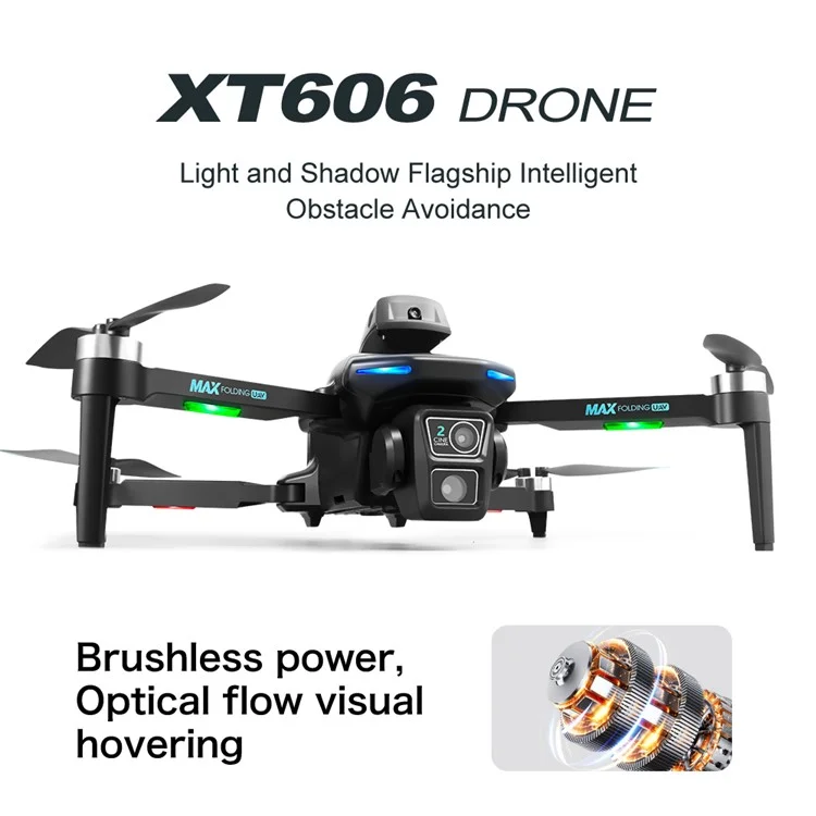 XT606 720P Camera 2.4G WiFi FPV Dual Axis Gimbal Brushless Foldable RC Drone, with 1 Battery