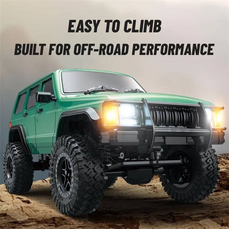 C8809 Simulation High Chassis Off-Road Climbing Car 4WD Shock-Absorbing Remote Control Car Toy, 1 Battery - Green