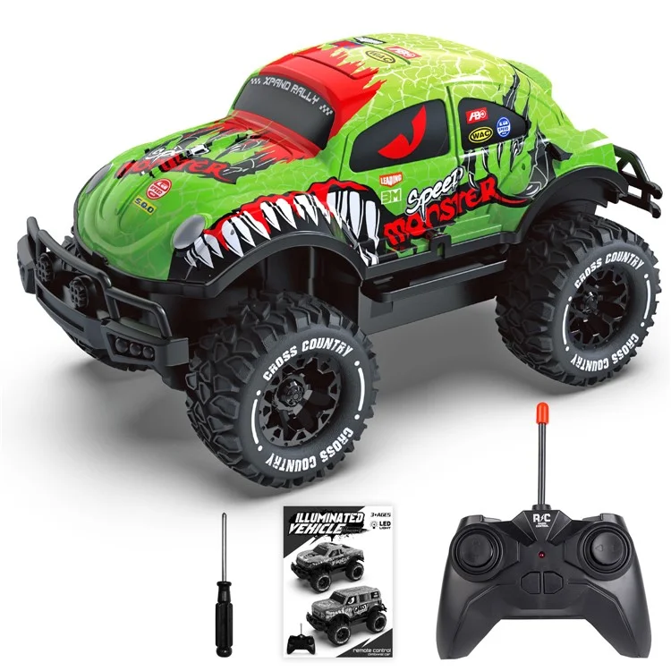 UJ99-Y200 1 / 20 2WD Remote Control Car Toy Cartoon Design Non-Slip Wheels Cool Light RC Car - Green