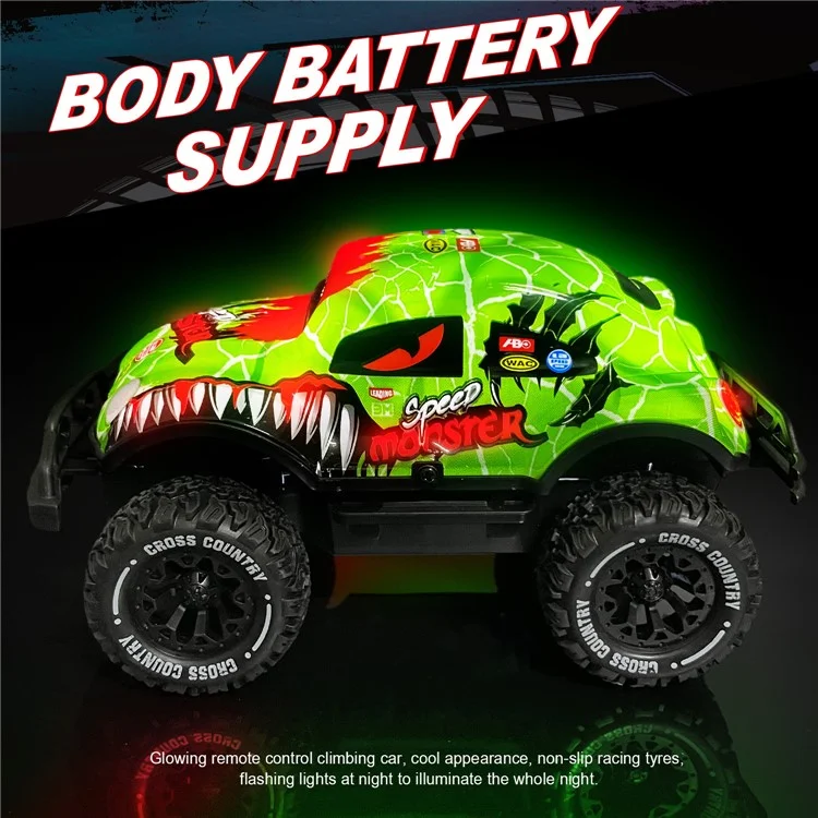 UJ99-Y200 1 / 20 2WD Remote Control Car Toy Cartoon Design Non-Slip Wheels Cool Light RC Car - Green