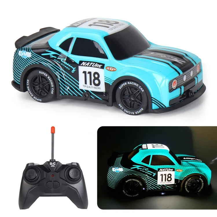 Q242 1 / 24 2WD RC Racing Car Cool Light Remote Control Car Children Toy - Cyan