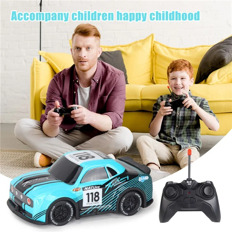 Q242 1 / 24 2WD RC Racing Car Cool Light Remote Control Car Children Toy - Cyan