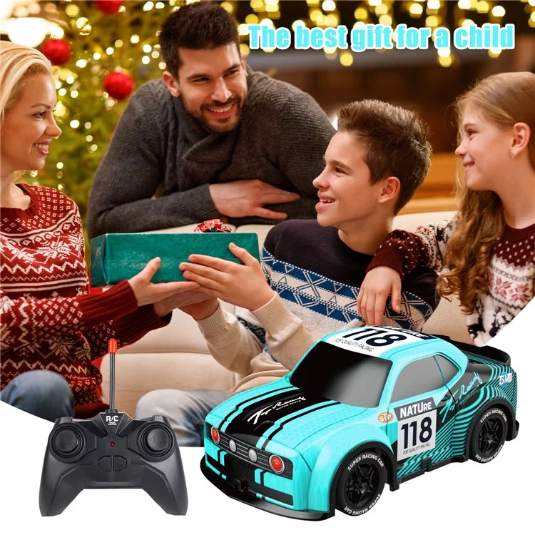 Q242 1 / 24 2WD RC Racing Car Cool Light Remote Control Car Children Toy - Cyan