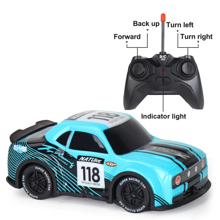 Q242 1 / 24 2WD RC Racing Car Cool Light Remote Control Car Children Toy - Cyan