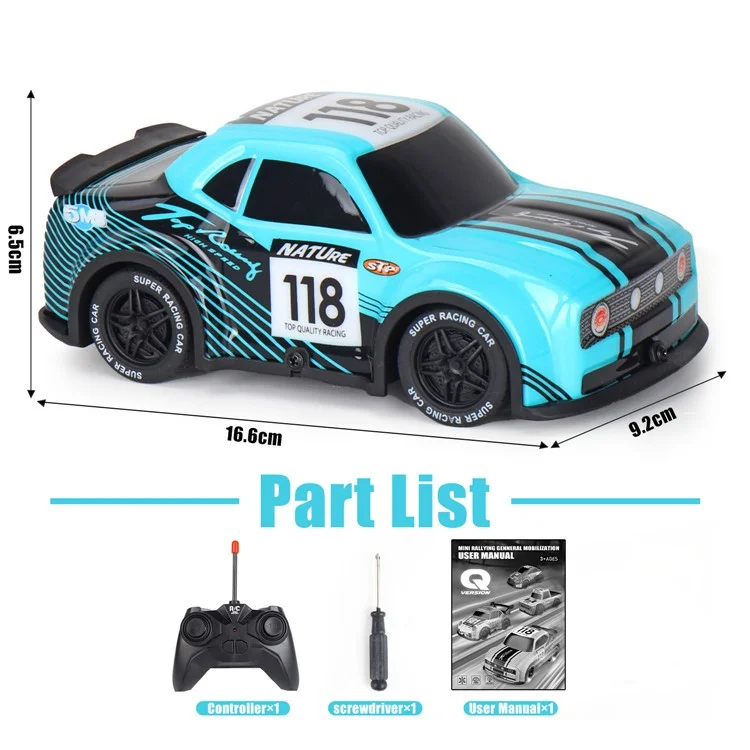 Q242 1 / 24 2WD RC Racing Car Cool Light Remote Control Car Children Toy - Cyan