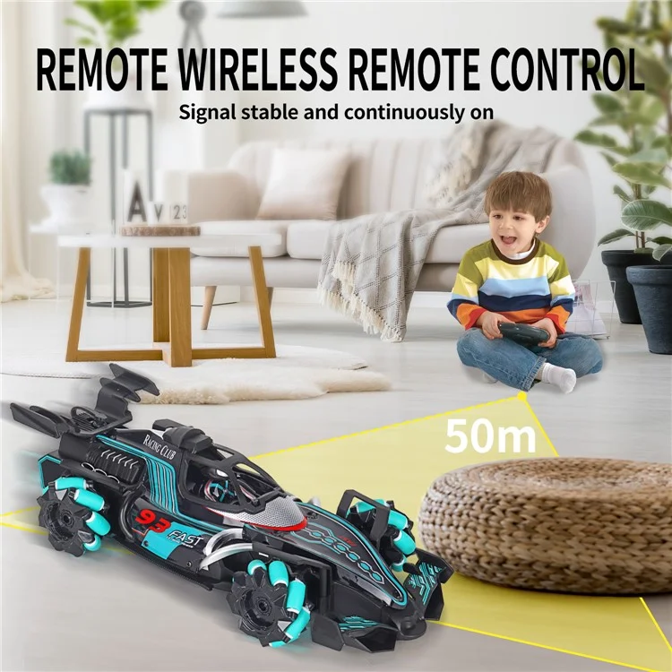 HD3377 1 / 14 RC Racing Car Toy Light Music Mist Spray Remote Control Car, Remote Controller + Gesture Sensing Controller - Green